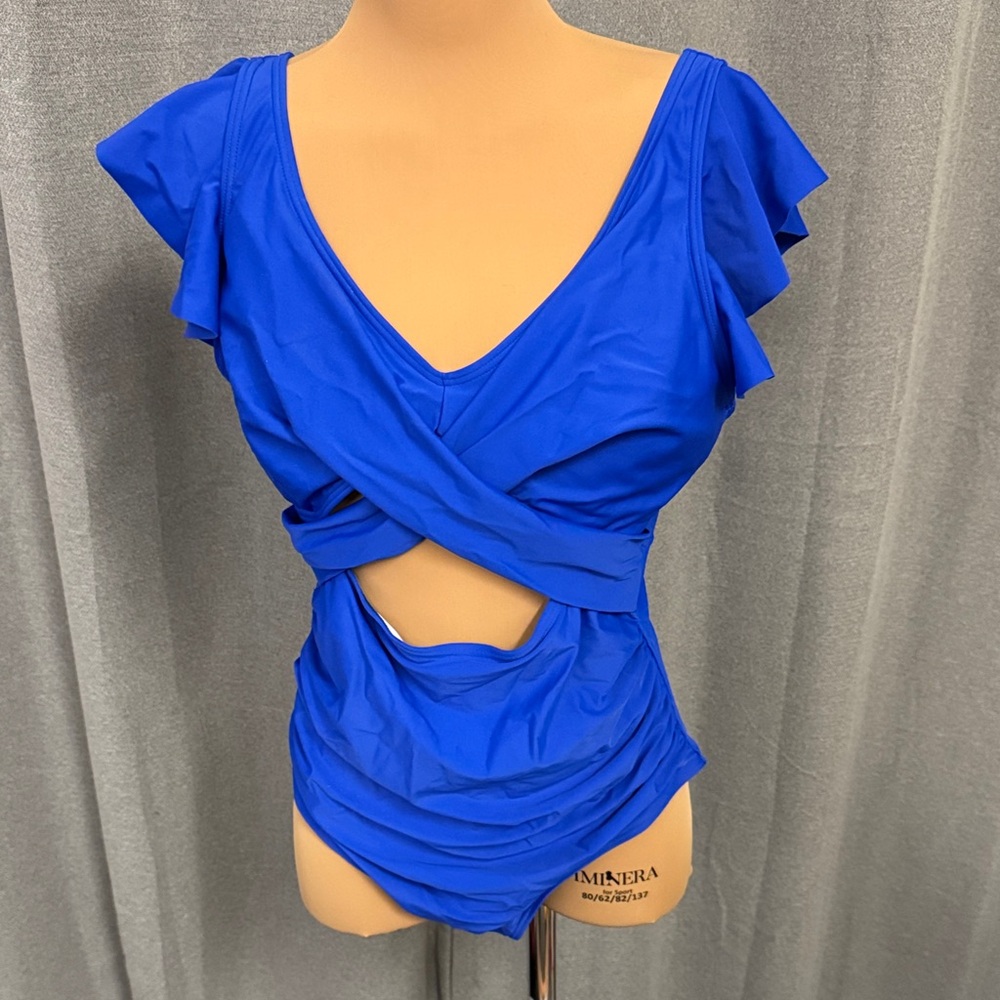 B2PRITY Blue Swimsuit with Ruffle Sleeves